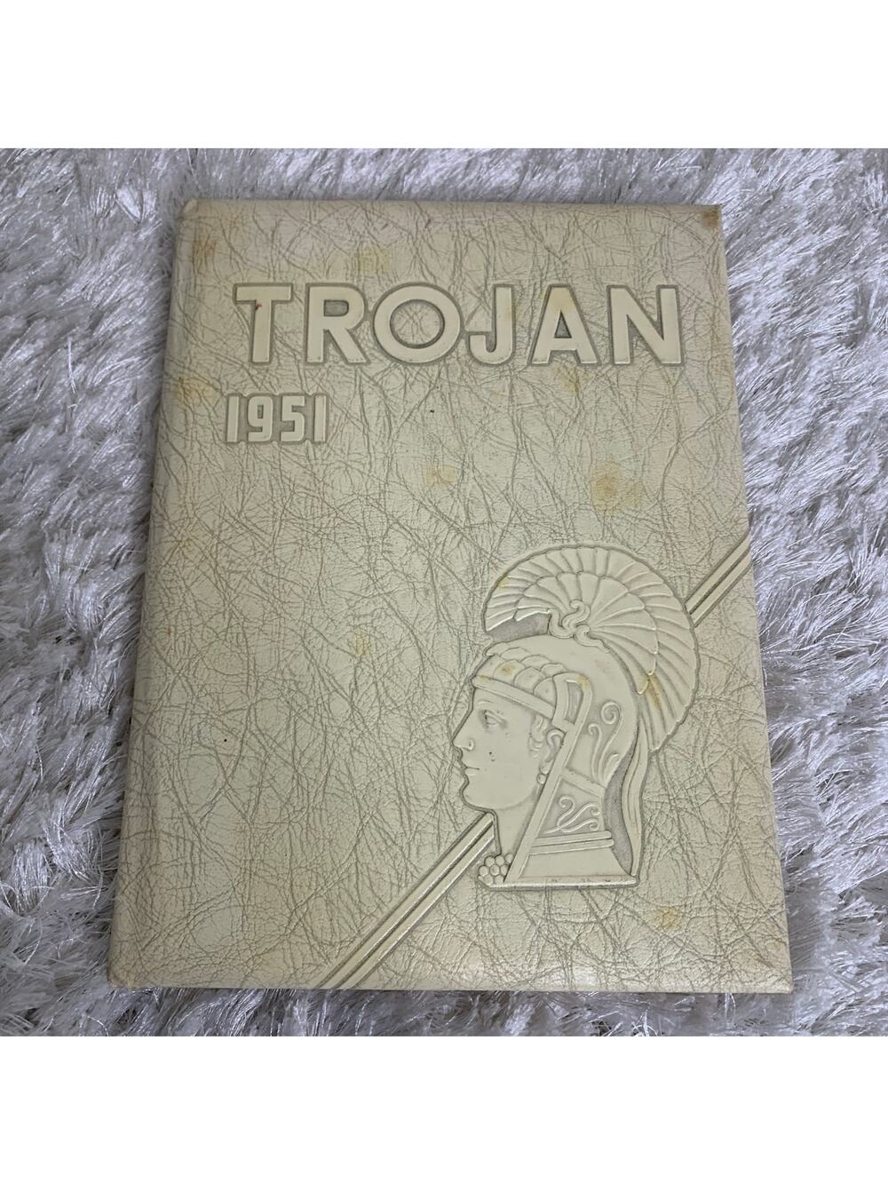 Worthington Minnesota Trojans 1951 Year Book Cream Leather